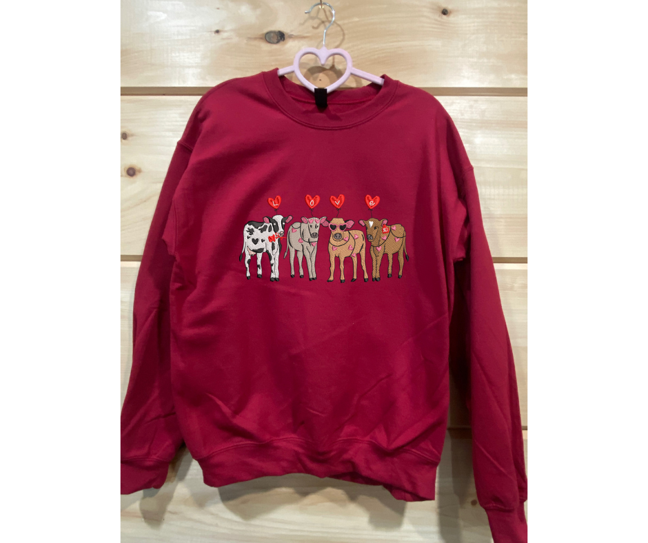 Moo-tiful Valentines day cow sweatshirt