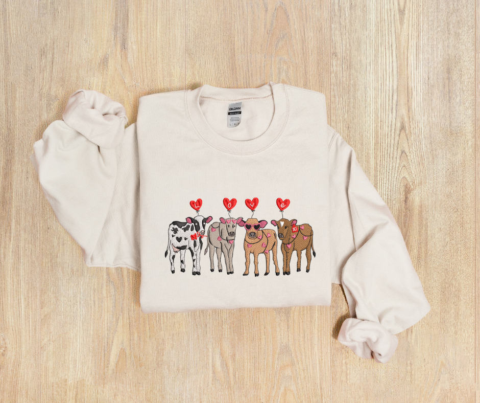 Moo-tiful Valentines day cow sweatshirt