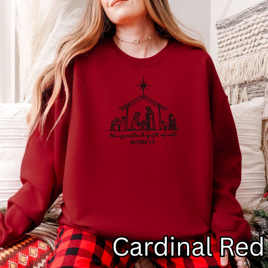 Away in a manger Embroidered Crewneck