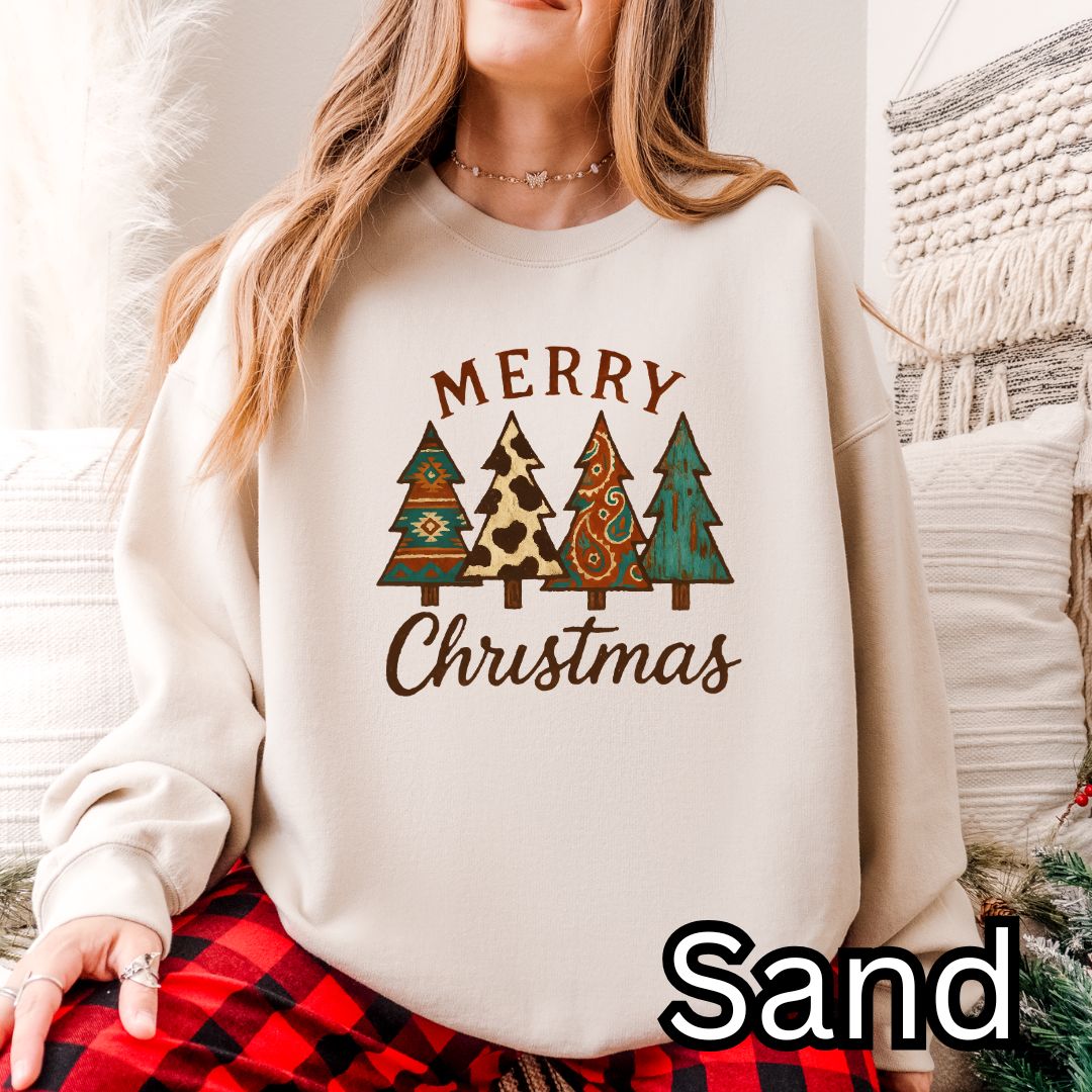 Western Christmas printed Crew neck