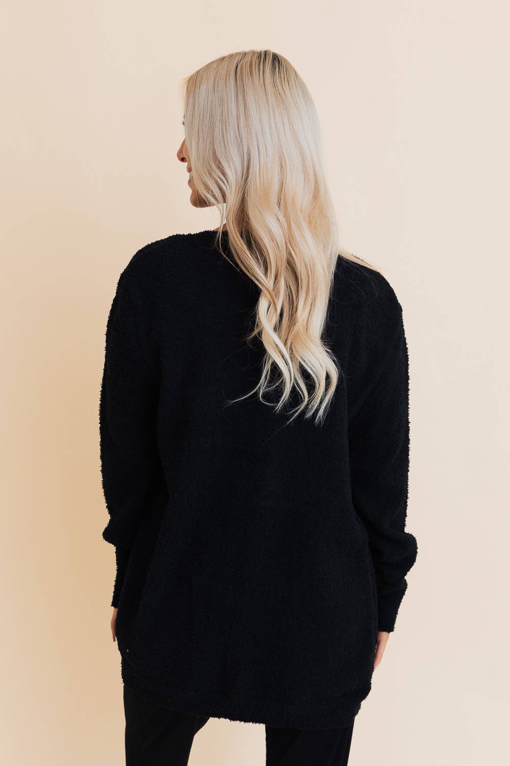 Cozy Boucle Longline Cardigan w Pockets