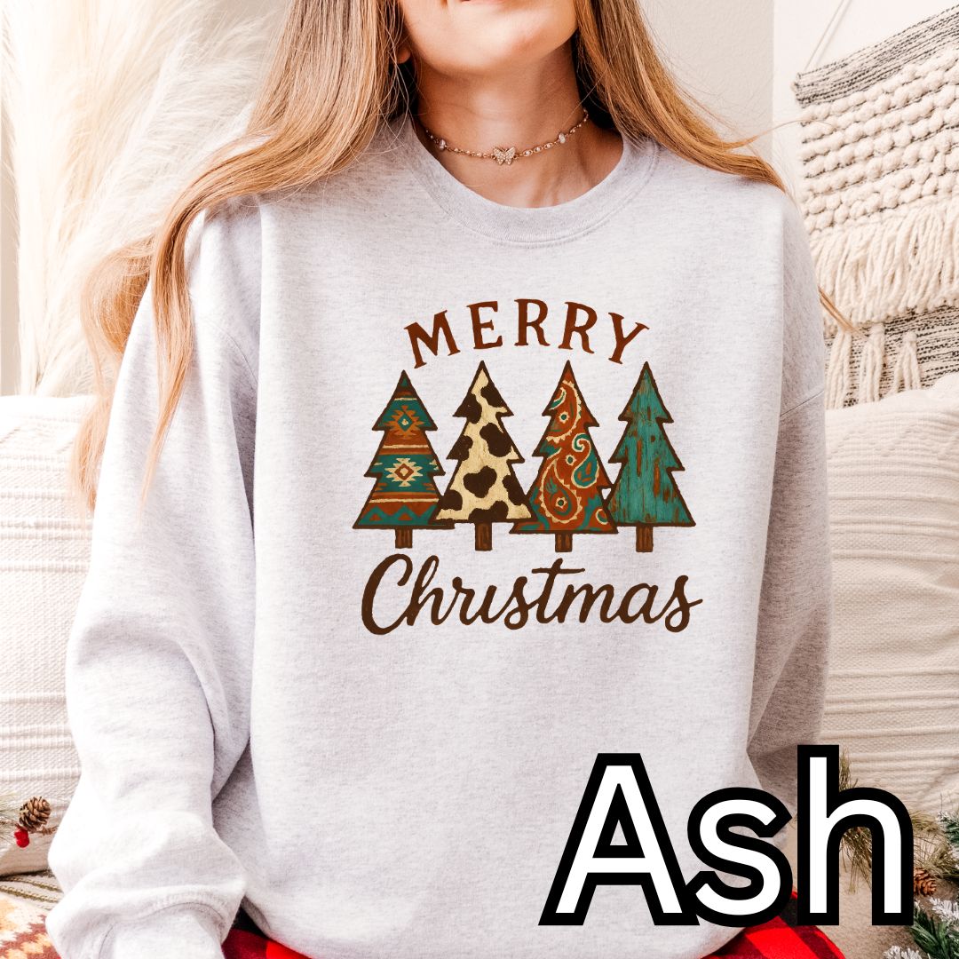Western Christmas printed Crew neck