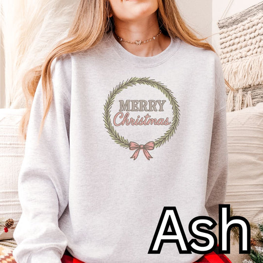 Christmas Wreath printed Crew neck
