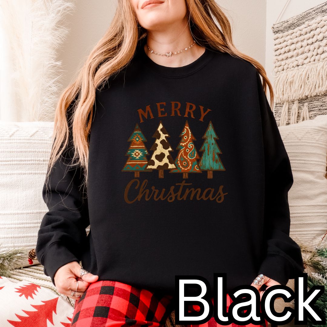 Western Christmas printed Crew neck