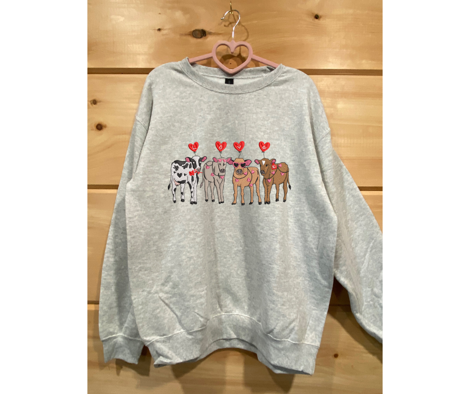 Moo-tiful Valentines day cow sweatshirt