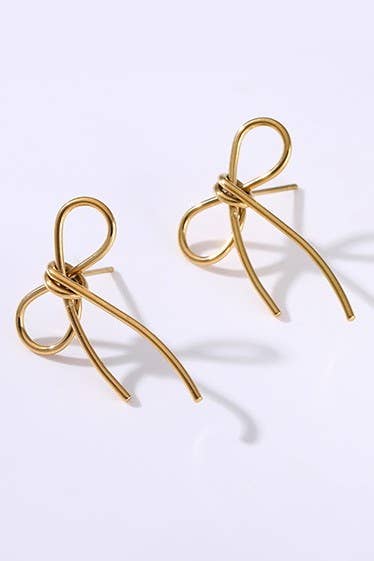 18K STAINLESS STEEL TARNISH FREE BOW EARRINGS