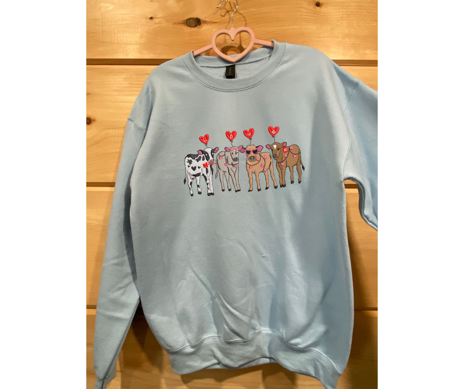 Moo-tiful Valentines day cow sweatshirt