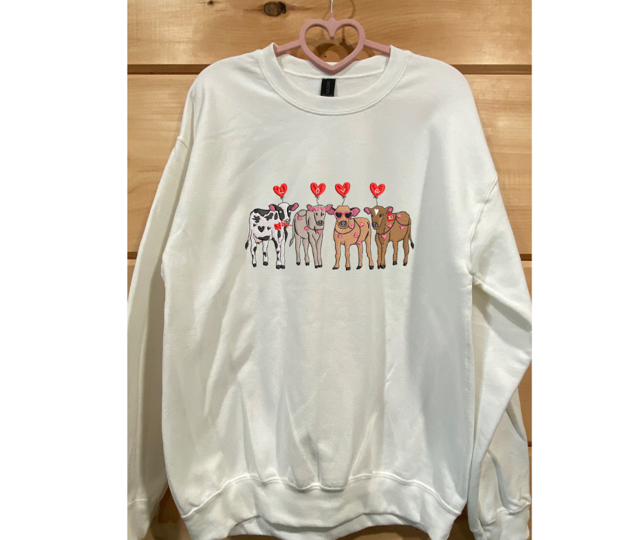 Moo-tiful Valentines day cow sweatshirt