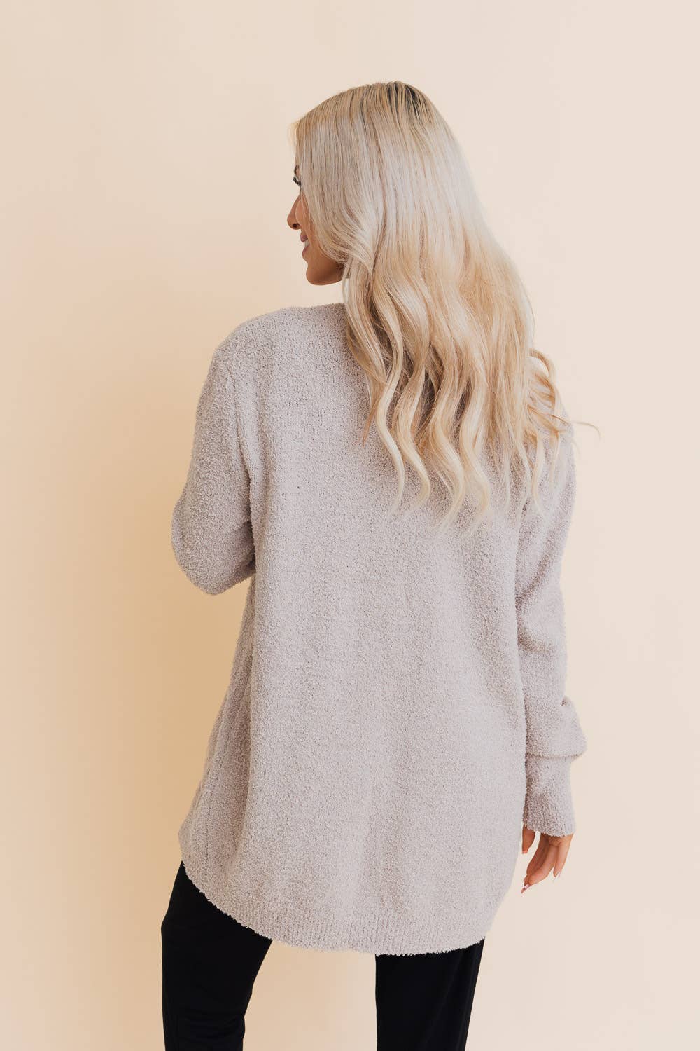 Cozy Boucle Longline Cardigan w Pockets