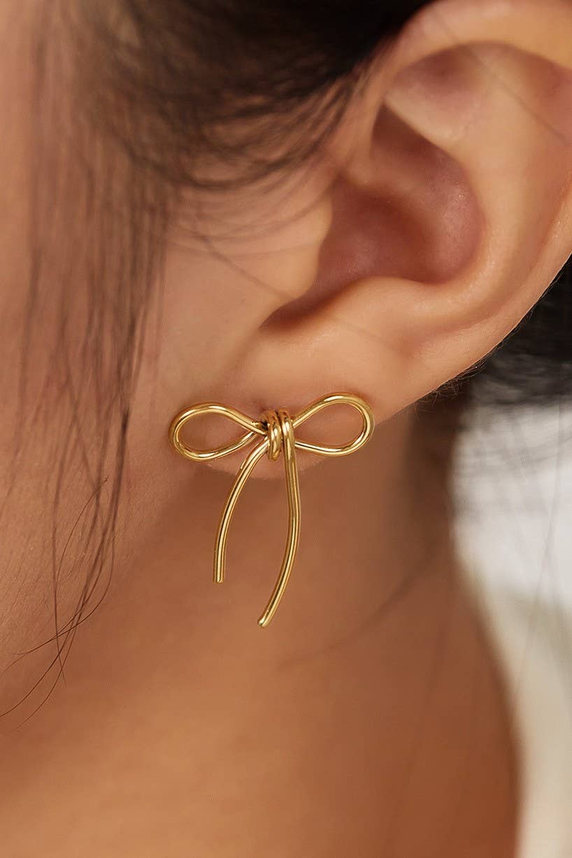 18K STAINLESS STEEL TARNISH FREE BOW EARRINGS