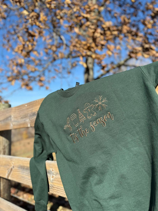tis the season Embroidered Crewneck